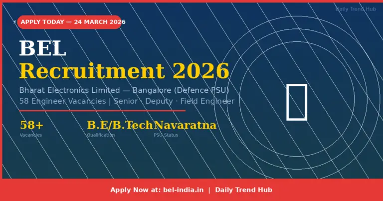 BEL Recruitment 2026 – Bharat Electronics Limited Bangalore Hiring 58 Engineers – Daily Trend Hub