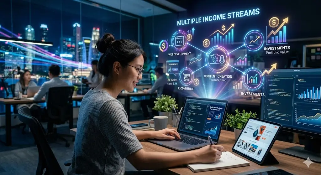 high income skills to learn for career growth and online earning concept