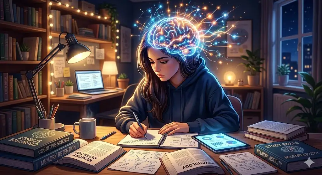 how to improve memory power for students with brain learning concept and study setup
