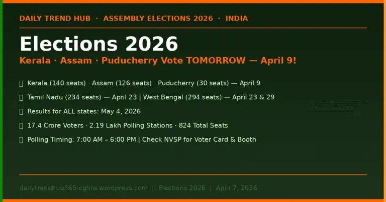 Assembly Elections 2026 India Kerala Assam Tamil Nadu West Bengal Schedule — Daily Trend Hub