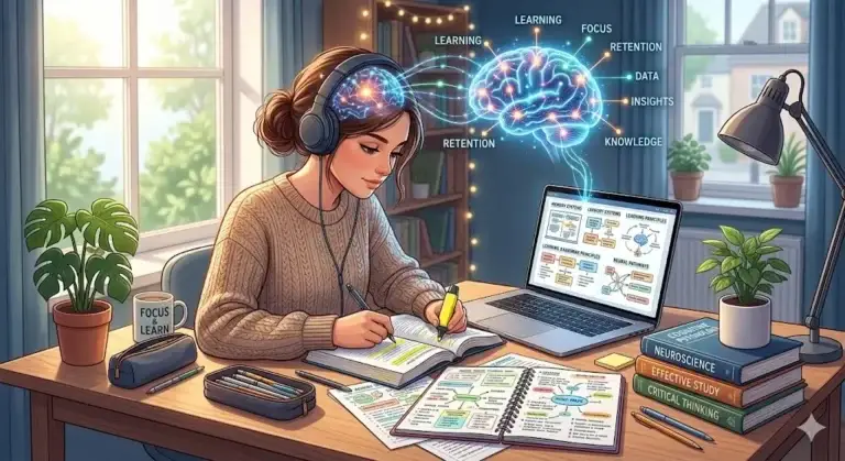 effective study techniques for students with notes and organized study desk