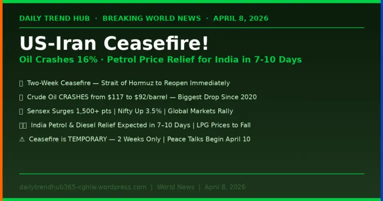 US Iran ceasefire 2026 | US Iran Ceasefire April 8 2026 Oil Crash India Petrol Diesel Relief — Daily Trend Hub
