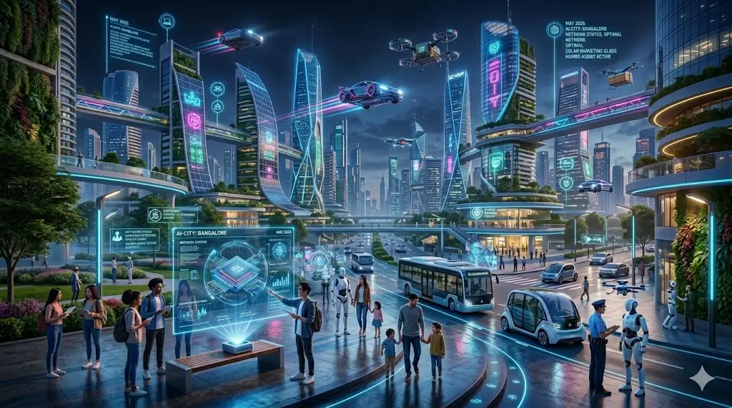 Futuristic smart city with advanced AI technology and robots in 2030 || AI Revolution